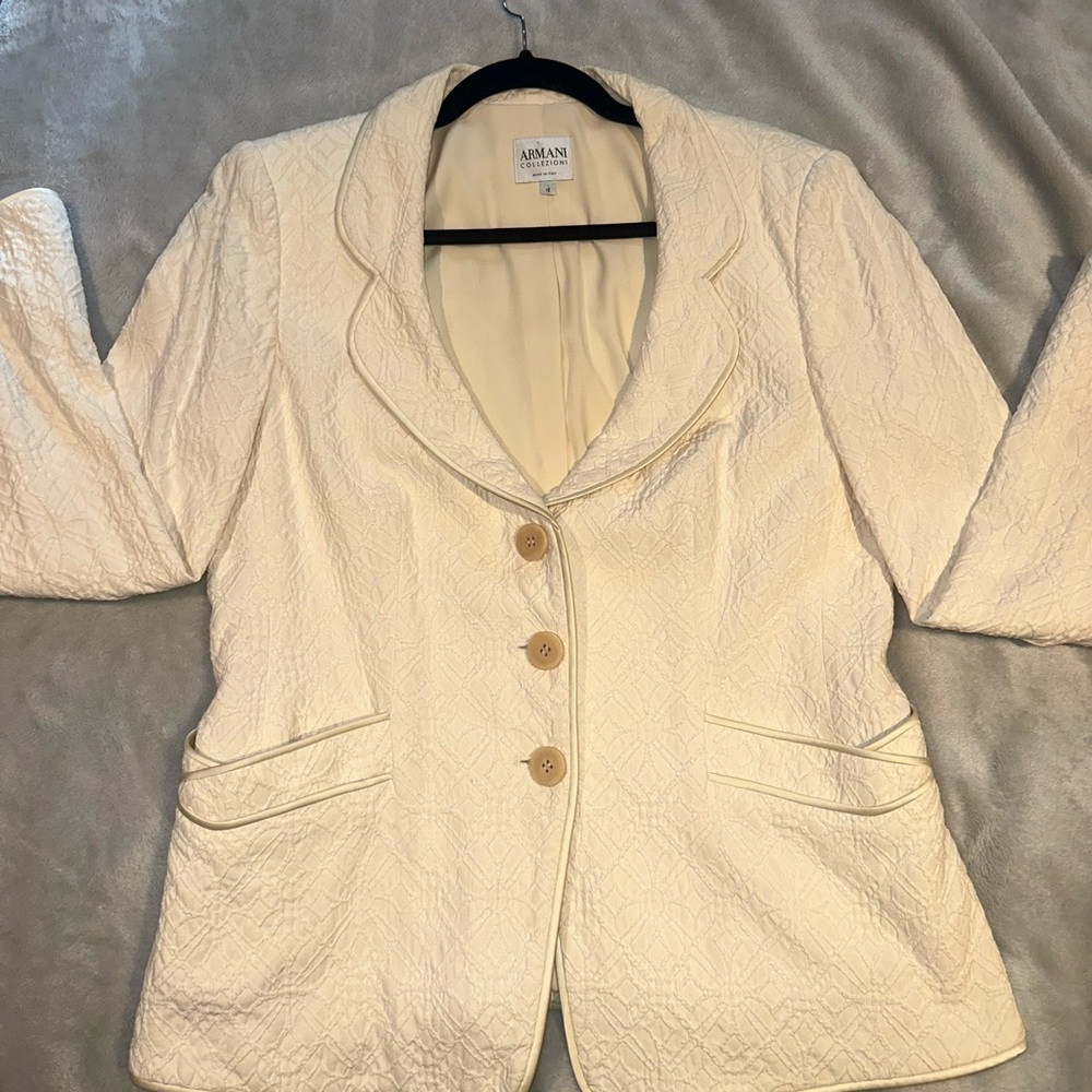 Armani Collezioni Cream Blazer Classic Suit Jacket